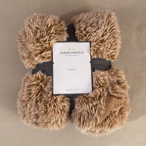 Threshold Plush Tan Faux Fur Throw Blanket